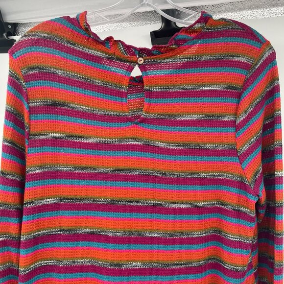 Altard State Lightweight Striped Sweater Ruffle Hem Long Sleeve Size Large - Picture 6 of 9